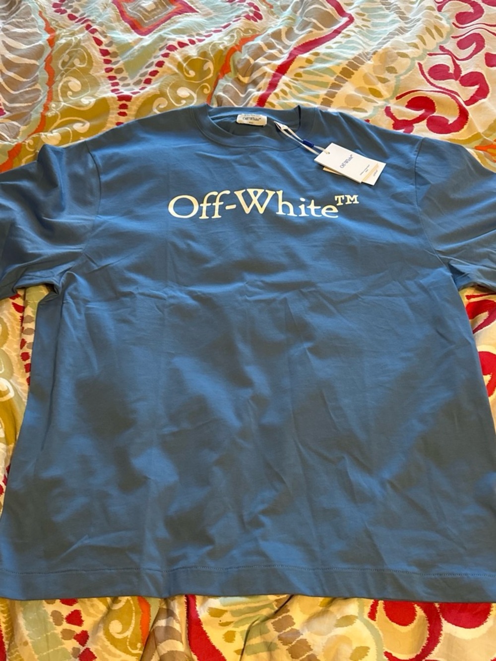 Off-White Blue Logo Crewneck T-Shirt